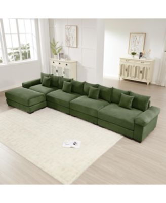 170" Oversized Cloud Modular L-Shape Sectional Couch, Soft Corduroy, Green
