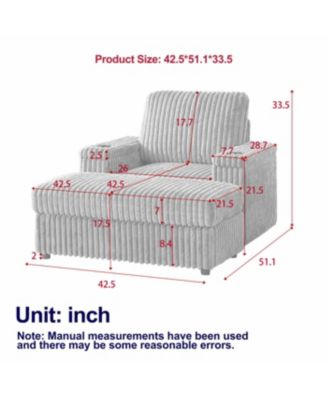 42.5" Corduroy Single Recliner with Pillow, Cup Holder, Storage Footrest
