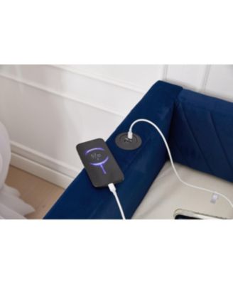 Streamdale Twin Upholstered Daybed with Trundle, USB, Side Pockets (Navy