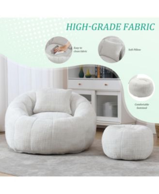 Modern Bean Bag Chair with Ottoman for Adults