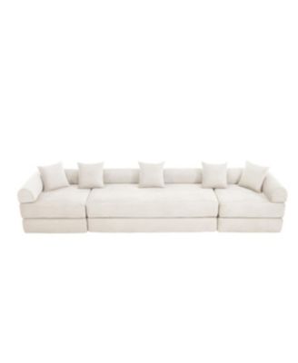 Folding Sofa Bed with Pillow Back Handrail and Memory Foam Mattress