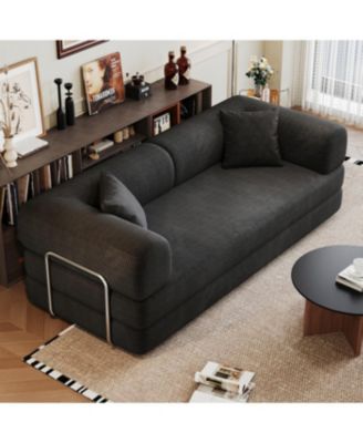 Corduroy Compression Sofa Bed with Pillow Back Support, Black