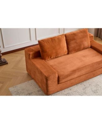 Streamdale Loveseat Sofa, Comfortable Deep Seat Sofa Bed, Modern Small Corduroy Couch, Orange