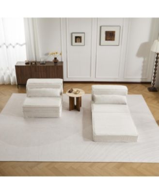 Streamdale Compression Sofa, Convertible Floor Sofa Bed, White