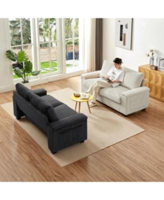 Streamdale 71" Sofa Plush Corduroy Square Storage Armrest USB port