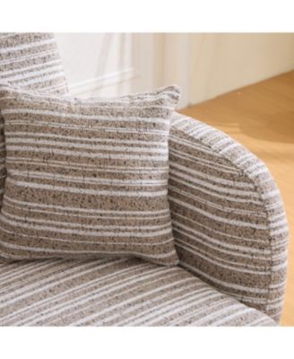 Modern two-seater sofa with armrests, pillows, and storage pockets.