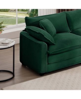 Streamdale Luxurious Green Corduroy Sofa Set with Two Chairs