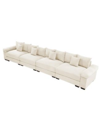 Streamdale Oversized Cloud Modular Sectional Couch, Premium Corduroy 3-Seater, 12 Pillows, Cream