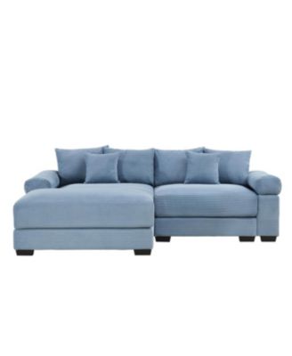 Streamdale Oversized Cloud Modular L-Shape Sectional Couch with Ottoman, Blue