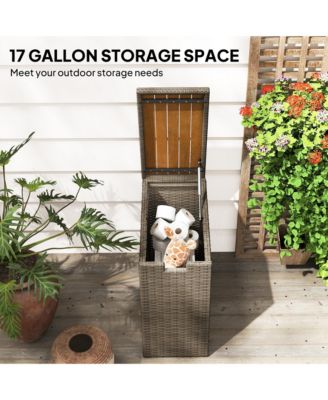 17 Gallon Wicker Deck Box, Small Outdoor Storage Box