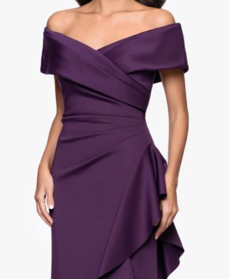 Petite Off-The-Shoulder Ruffle Detail Gown