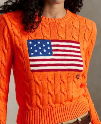 Women's Flag Cable-Knit Cropped Sweater