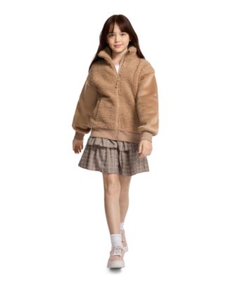 Girls' 7-16 Boucle Stand Collar Zip-Front Jacket