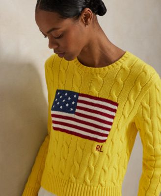 Women's Flag Cable-Knit Cropped Sweater
