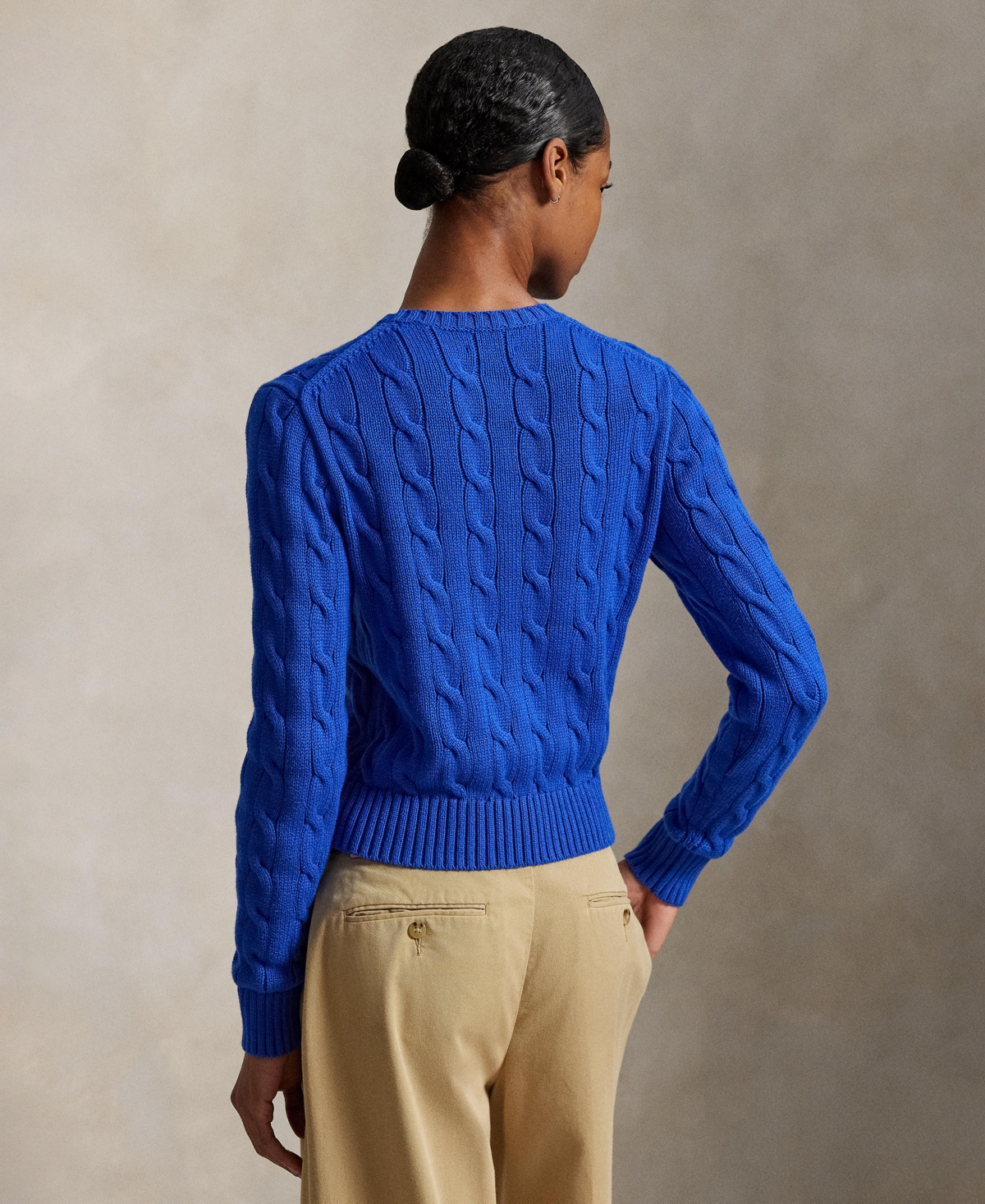 Polo Ralph Lauren Women's Flag Cable-Knit Cropped Sweater