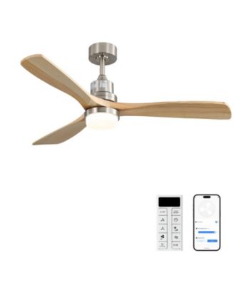 52-inch Modern Sand Nickel 3-Blade Light Ceiling Fan with Remote Control and Supporting Mobile Device Connection