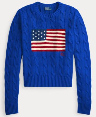 Women's Flag Cable-Knit Cropped Sweater