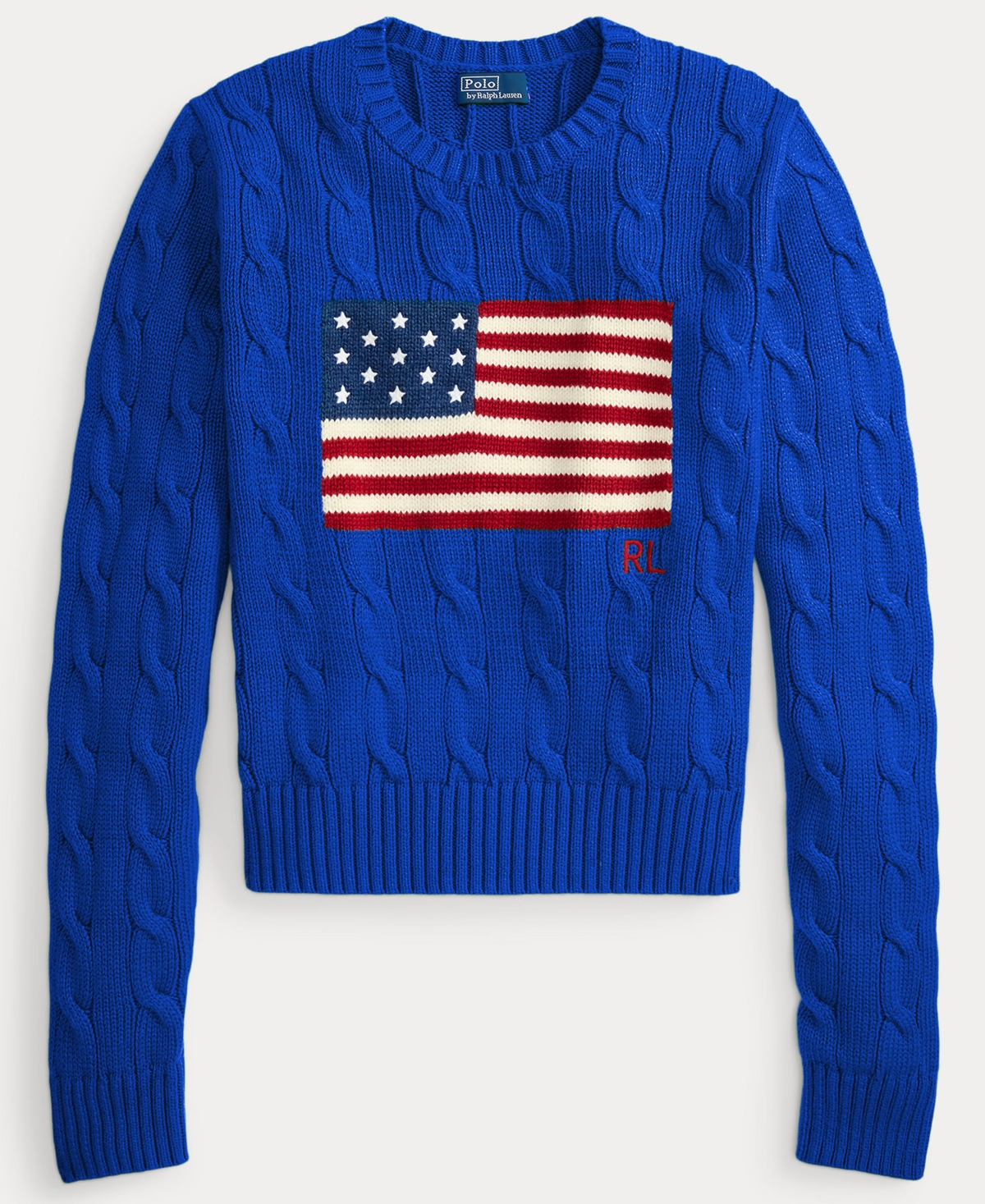 Polo Ralph Lauren Women's Flag Cable-Knit Cropped Sweater