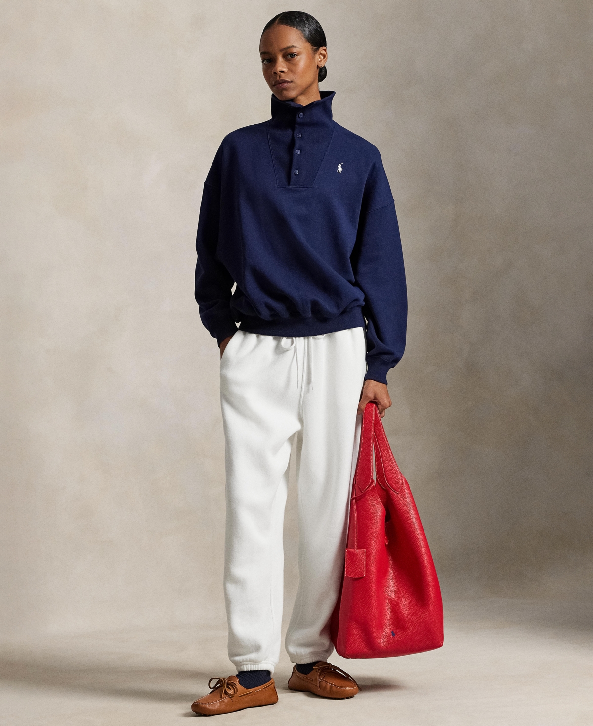 Polo Ralph Lauren Women's Buttoned Mock Neck Sweatshirt