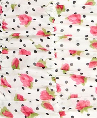 Juniors' Floral Polka Dot Short Dress