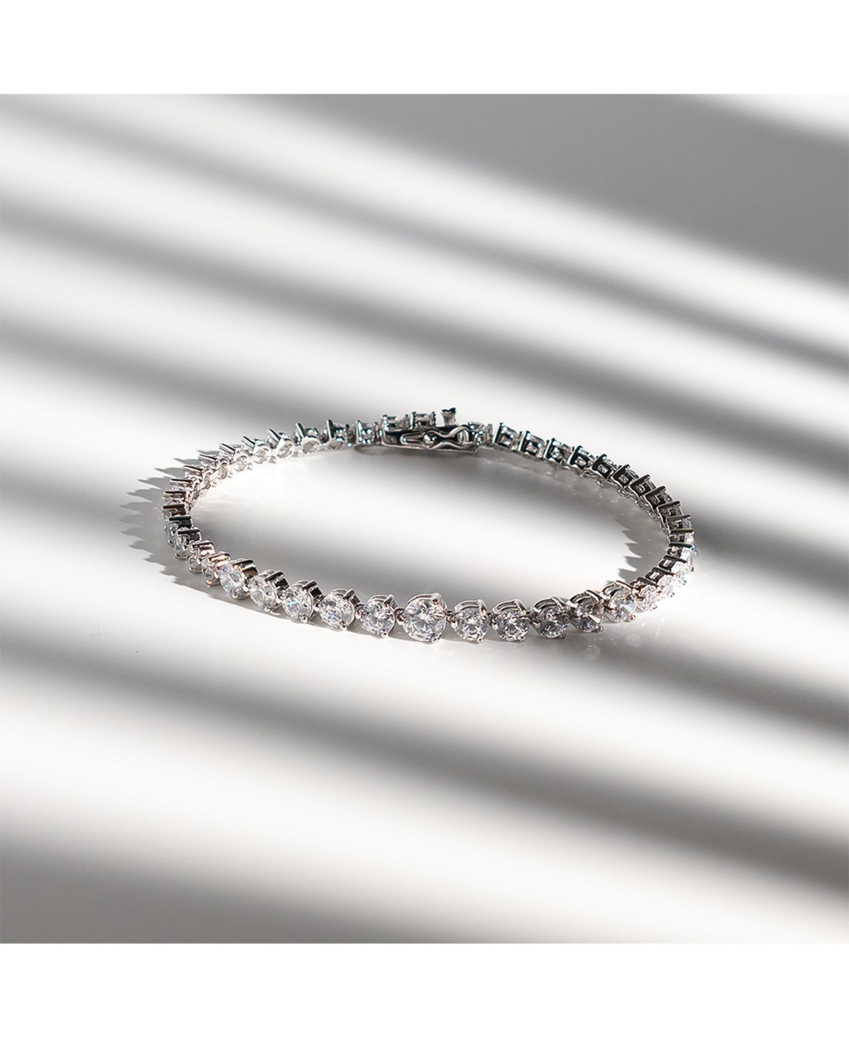 Spero London Gradual Size Gemstone Sterling Silver Tennis Bracelet