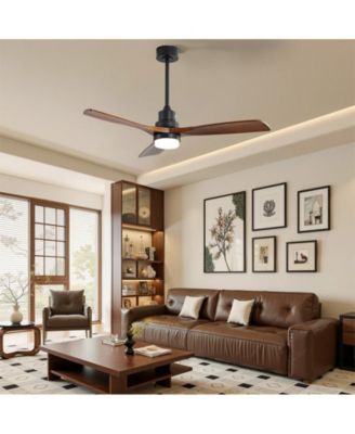 52-Inch Modern Black 3-Blade Ceiling Fan with Light, Remote Control & Mobile Device Connectivity