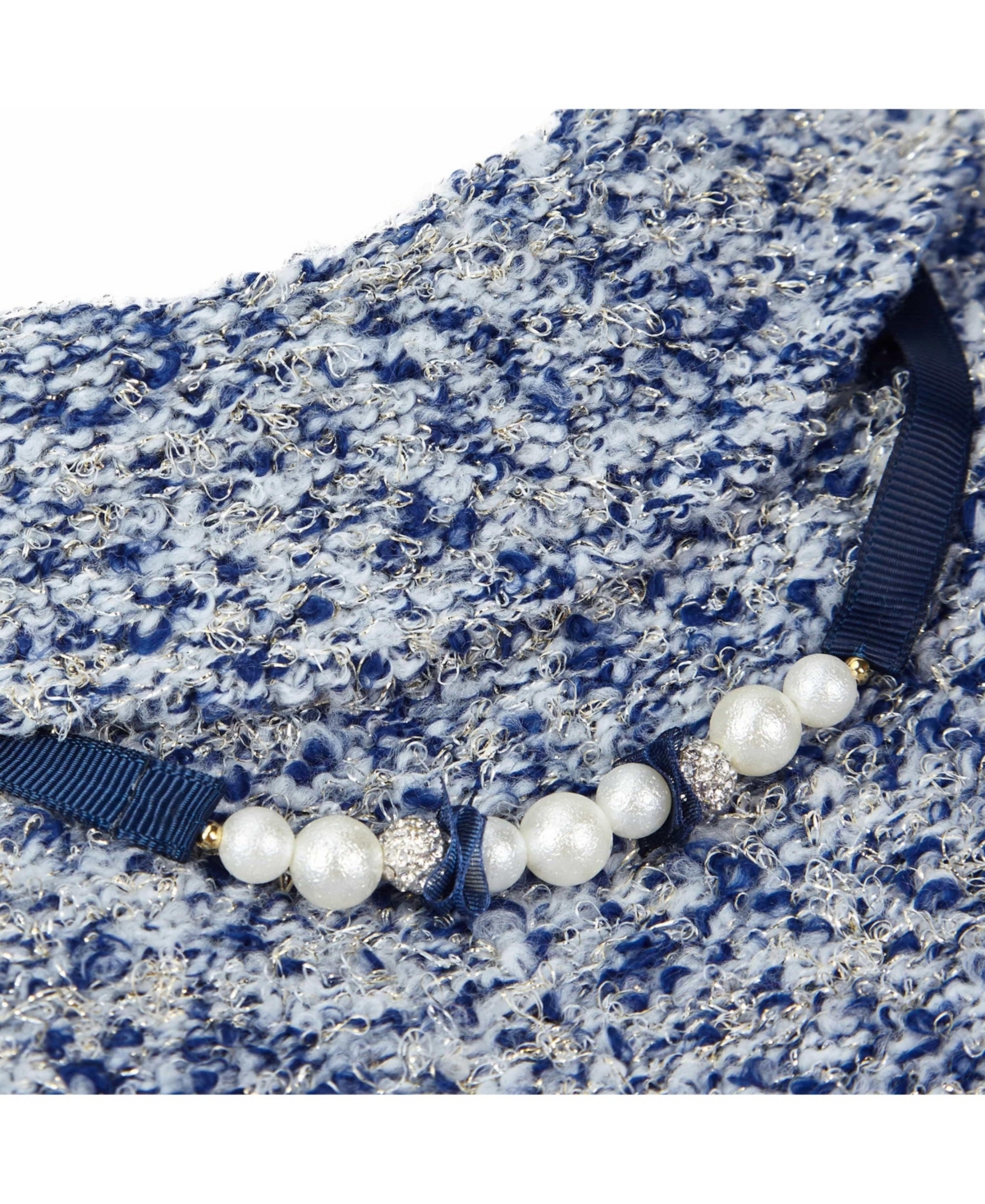 Blueberry Pet Marled Tweed Dog Poncho with Handmade Flower Accessory and Pearl Necklace Warm Tone 16"