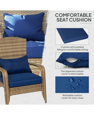 Patio Wicker Adirondack Chair with Soft Cushions, Dark