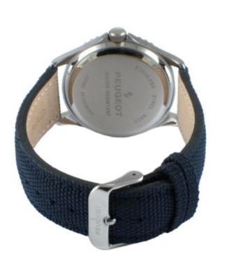 Men's 42mm Sport Bezel Watch with Blue Dial and Canvas Strap
