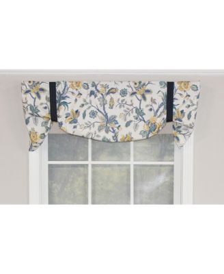 Gianna Suspender Valance  Natural. 3" Rod Pocket, contrast ribbon Tie. 50"W x 17"L