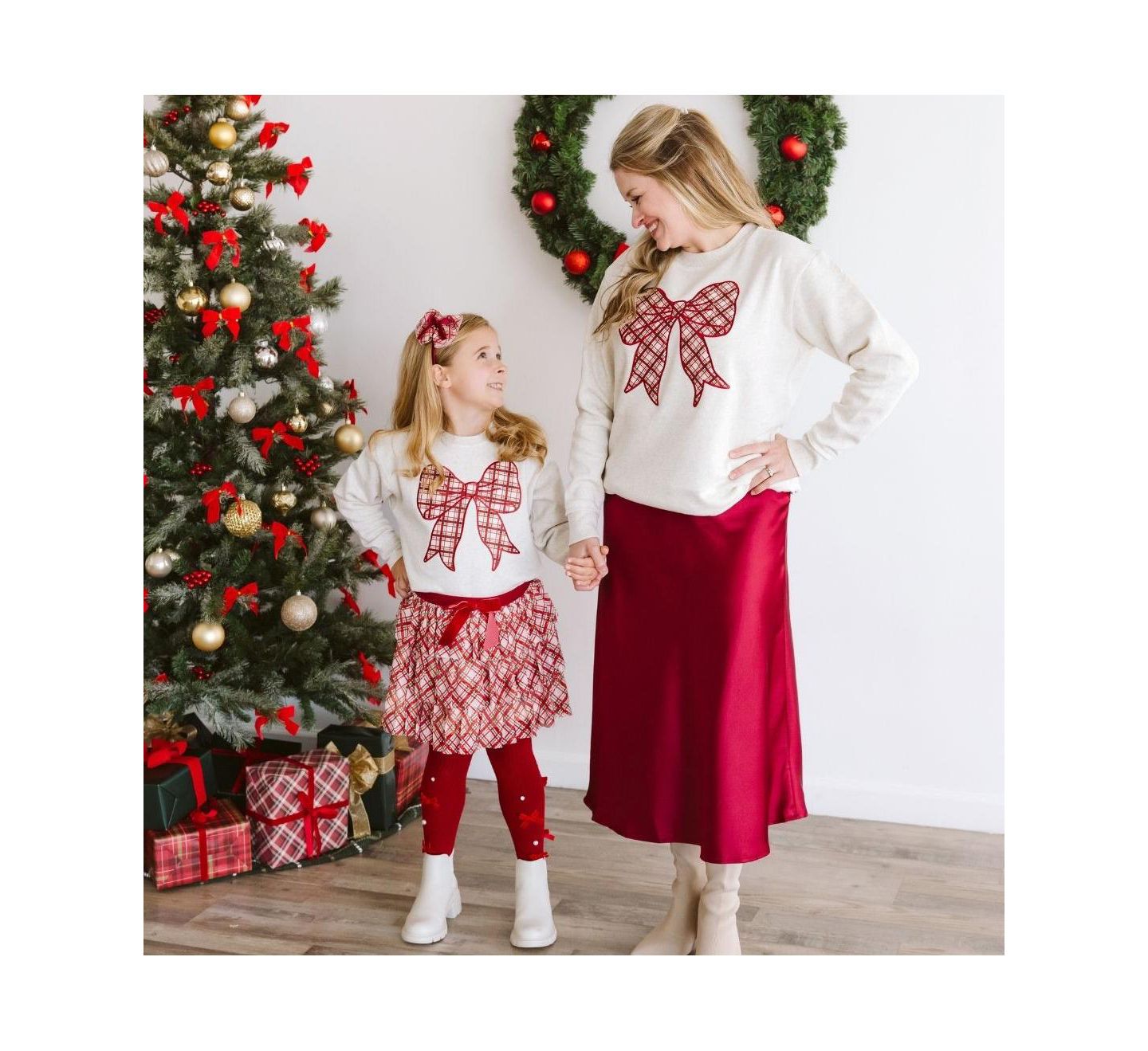Толстовка Sweet Wink Christmas Plaid Bow Patch для девочек-малышей, цвет: Натуральный — фото 6