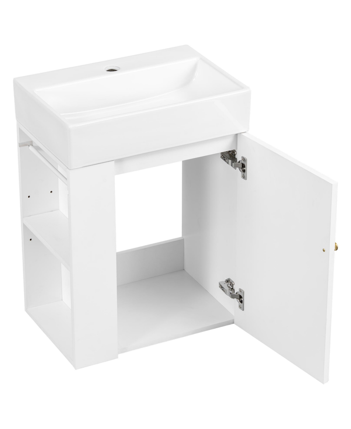 Casainc Bathroom Vanity with Ceramic Sink Diamond Pattern Door and Gold Handle