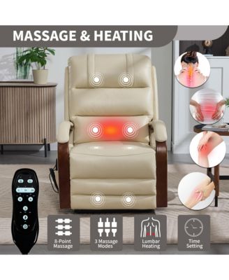 Power Lift Recliner Chair Dual Motor Infinite Position Up to 350 LBS with Solid Wood Armrests, Heat Massage and Heavy Duty Motion Mechanism