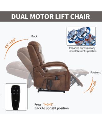 Power Lift Recliner Chair Dual Motor Infinite Position Up to 350 LBS with Solid Wood Armrests, Heat Massage and Heavy Duty Motion Mechanism