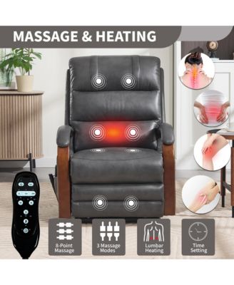 Power Lift Recliner Chair Dual Motor Infinite Position Up to 350 LBS with Solid Wood Armrests, Heat Massage and Heavy Duty Motion Mechanism