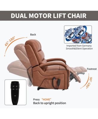 Power Lift Recliner Chair Dual Motor Infinite Position Up to 350 LBS with Solid Wood Armrests, Heat Massage and Heavy Duty Motion Mechanism