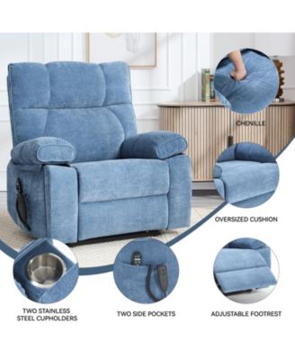 Heat Massage Dual Motor Infinite Position Up to 350 LBS Large Electric Power Lift Recliners with Hidden Cup Holders, Power-Remote