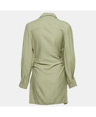 Women's L'annee 97 Green Crepe Knotted Bahia Shirt Dress