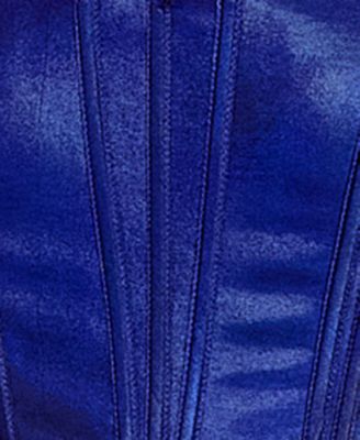 Juniors' Strapless Corset Front Slit Long Gown