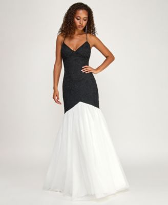 Juniors' Corded Lace-Up Drop Waist Gown
