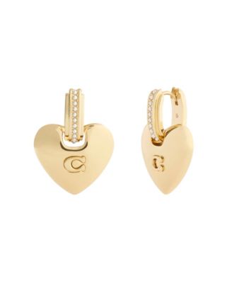 Faux Cultivated Pearl Signature Puffy Heart Charm Drop Earrings