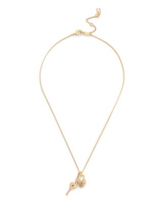 Faux Stone Charming Charms Signature Padlock Key Pendant Necklace