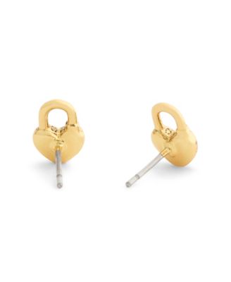 Faux Stone Charming Charms Signature Heart Padlock Stud Earrings