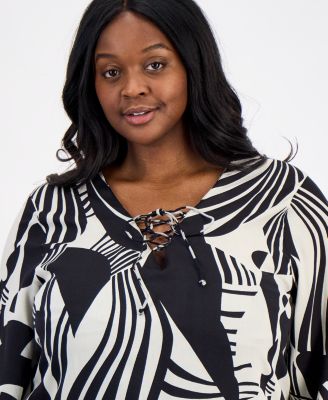 Plus Size Printed Tunic Cover-Up Swim Dress