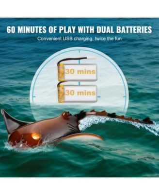 Remote Control Manta Ray Toy, 2.4GHz Realistic Swimming RC Ray with Lights & 2 Batteries