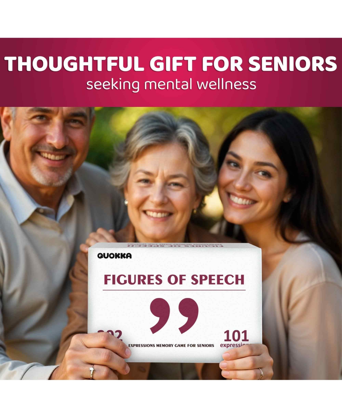 Quokka Elderly Memory Games for Seniors – 202 Cards for Alzheimer's or Dementia Activities – Expression Brain Card Games for Seniors wit