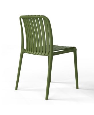 5-Piece Outdoor Metal Dining Table Set And Stackable Resin Patio Chairs