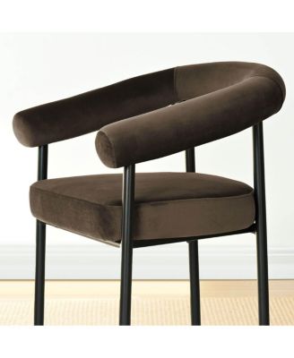 3-Piece Modern Dining Set, 35'' Round Pedestal Table with Velvet Upholstered Armchairs, Small Kitchen or Apartment Set