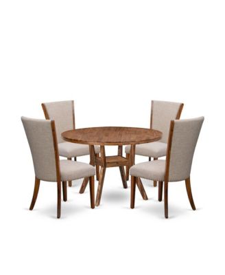 5 Piece Dining Set For 4 Includes 48" Round Table In Light Tan Color