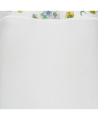 Women's White Floral Print Mesh And Knit Flared Midi Dress